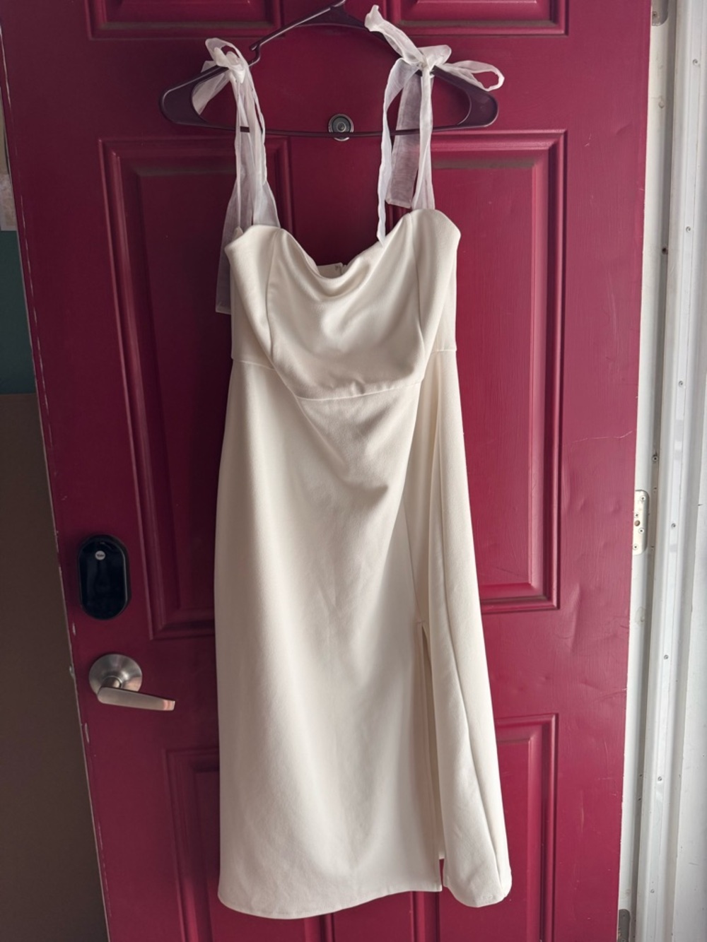 Lulu's Cream Midi Dress with Tie Shoulder Straps